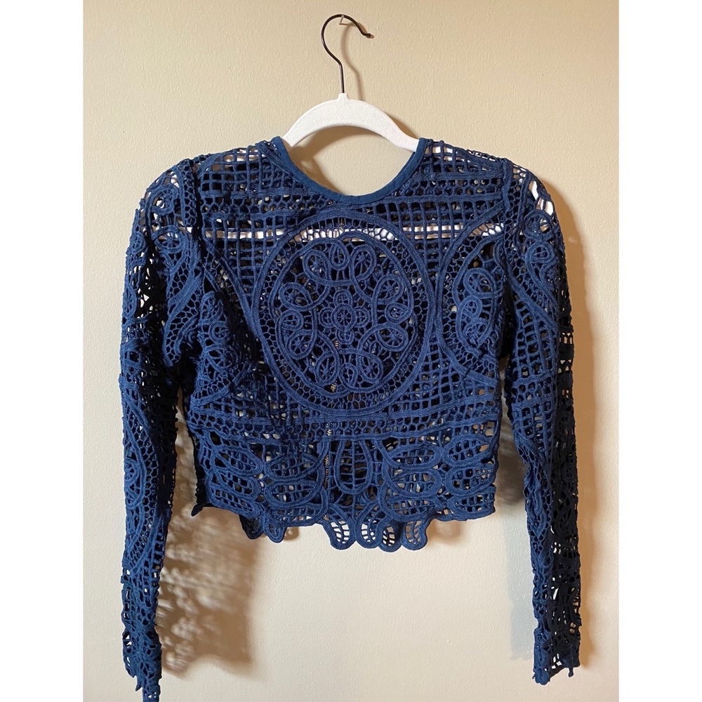 Windsor Blue Lace Crop Top
